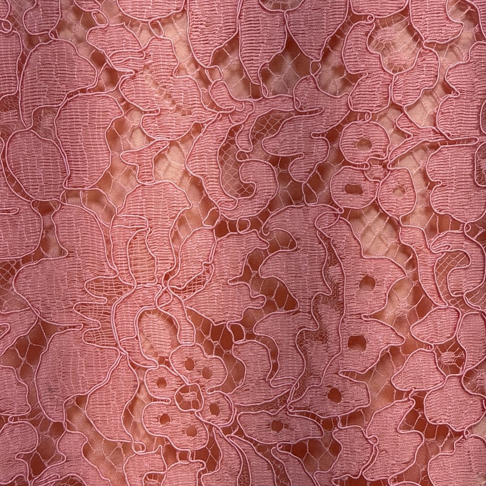 Monique Lhuillier Pink Floral Lace Flare Skirt Size 10 Silk Satin Lined - Picture 3 of 8